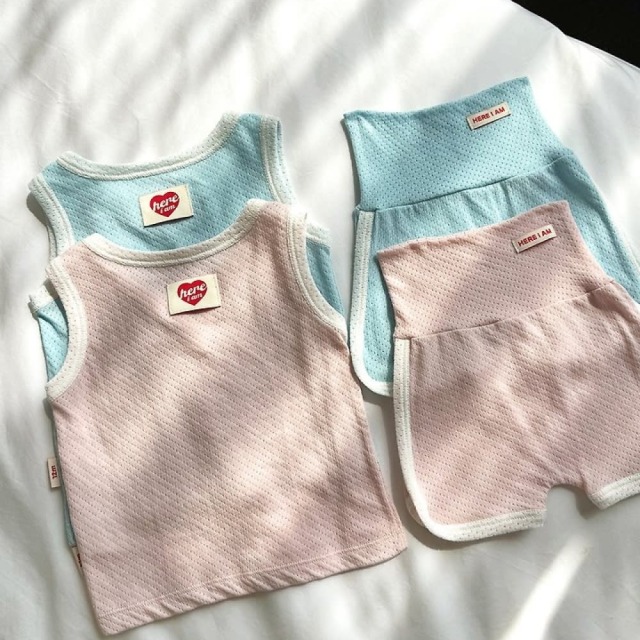 [BEBE] 愛心標籤網眼透氣高腰腹圍睡衣組 #Cetus鯨魚座