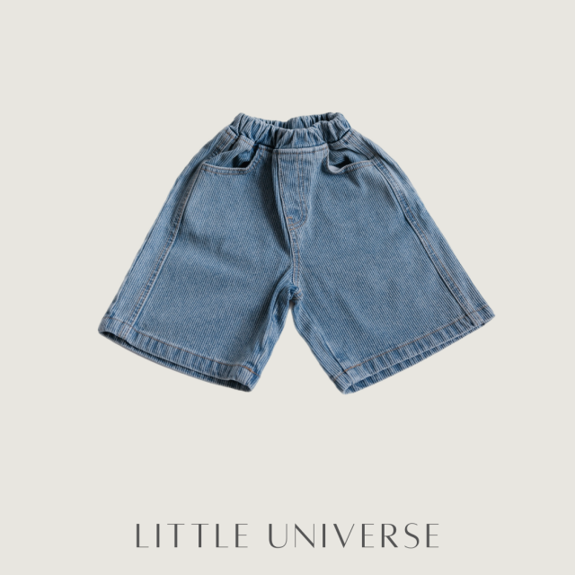 小宇宙 清爽系細條紋單寧五分褲