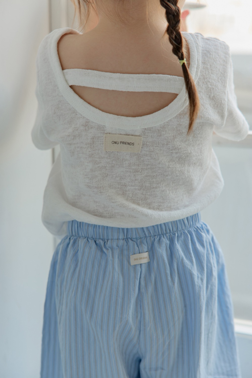 [70-115cm] 簡約鏤空造型竹節棉短袖T恤 #Horologium時鐘座