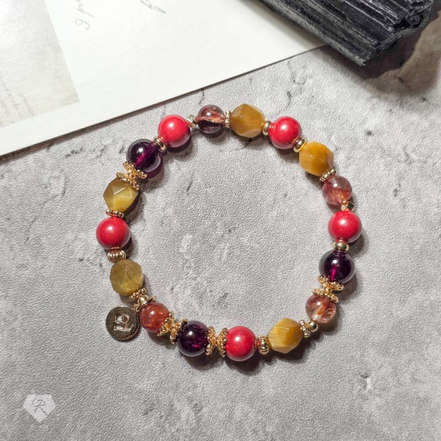 隱金護主｜YA041｜彩碧璽 白水晶 水晶手鍊