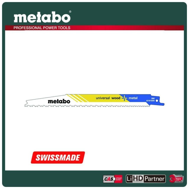Metabo 美達寶 木材+金屬軍刀鋸片200/2.1-4.3mm S3456XF 5支/卡 631915000