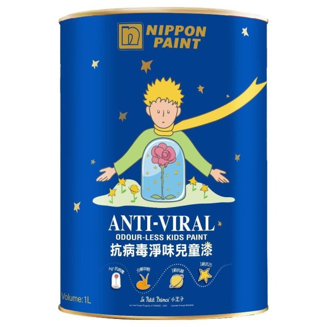 Nippon Paint 立邦 抗病毒淨味兒童漆 平光 1公升裝 迷情白 Mazie White OW065-4 淺系列顏色