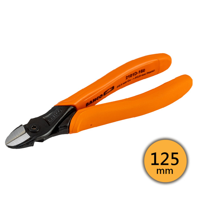 BAHCO 瑞典魚牌 電子斜口鉗 125mm 長度: 125 mm
鉗口長度: 14.2 mm
最大開口: 1 mm
重量: 90 g
剪切能力 (銅線): Φ3.5 mm
剪切能力 (鐵線): Φ1.8 mm
剪切能力 (鋼琴線): Φ1.6 mm 2101D-125