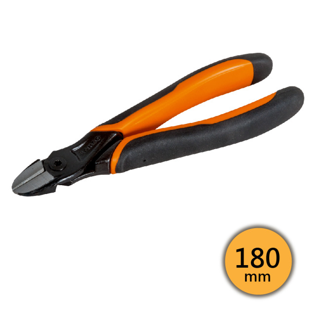 BAHCO 瑞典魚牌 電子斜口鉗 (ERGO™握把, 無復位彈簧) 180mm 長度: 180 mm
鉗口長度: 19.4 mm
最大開口: 2 mm
重量: 230 g
剪切能力 (銅線): Φ4.0 mm
剪切能力 (鐵線): Φ2.7 mm
剪切能力 (鋼琴線): Φ2.3 mm 2101G-180IPD