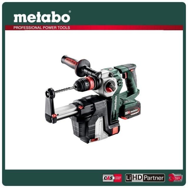 Metabo 美達寶 18V鋰電無刷集塵三用鎚鑽-快拆5.5Ah單電套裝組隨附工具袋 KHA 18 LTX BL 24 Quick ISA