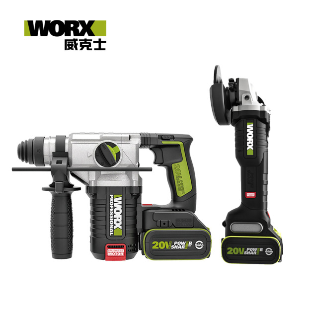 WORX 威克士 20V 無刷鋰電電錘+砂輪機套裝 WU388+WU808 (WU947) 20V 無刷鋰電 WU947