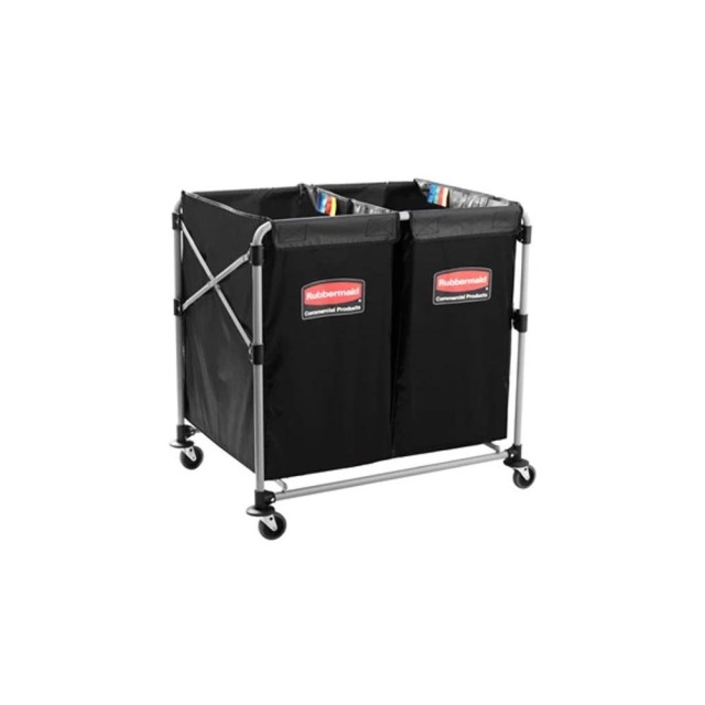 Rubbermaid 樂柏美 X型雙格摺疊布巾車150L*2 黑色 1881781