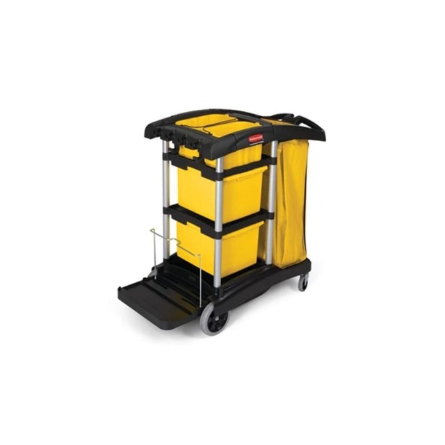 Rubbermaid 樂柏美 大容量清潔推車-帶儲存桶 黑色 FG9T7300BLA