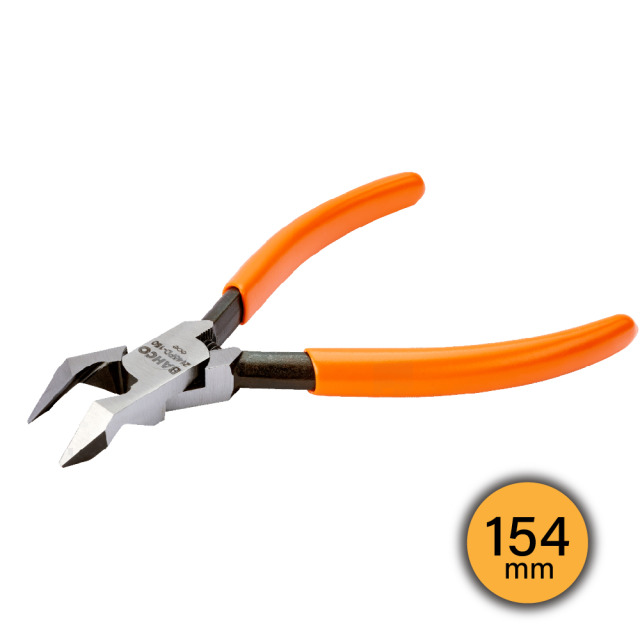 BAHCO 瑞典魚牌 45° 電子斜口鉗 (PVC握把) 154mm 長度: 154 mm
鉗口長度: 21 mm
重量: 135 g
剪切能力 (銅線): Φ1.8 mm
剪切能力 (鋼琴線): Φ3.0 mm 2145PD-150