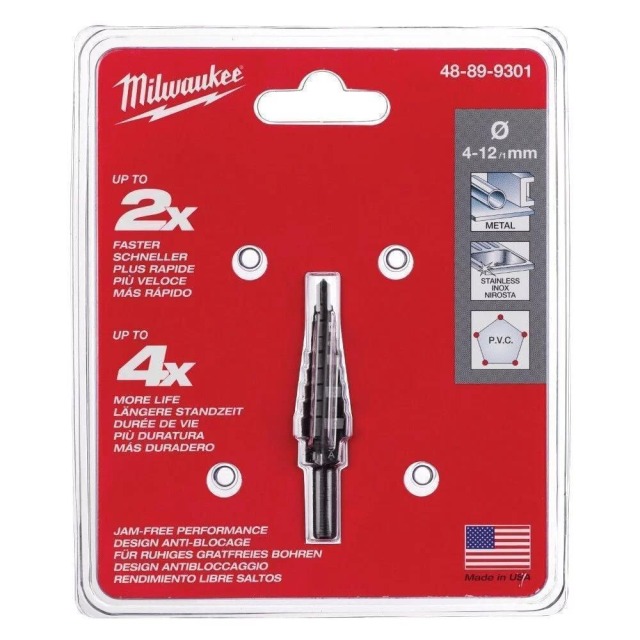 Milwaukee 美沃奇 階梯鑽頭4 12mm 48-89-9301