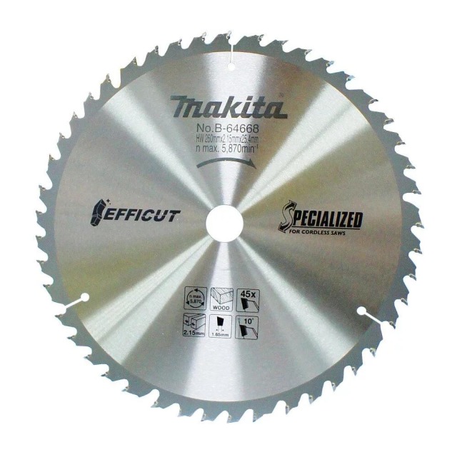 MAKITA 牧田 木材鎢鋼圓鋸片260×25.4×1.65×45T(新式刀刃) B-64668