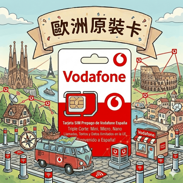 【歐洲上網卡】官方原裝Vodafone 5G上網 含通話 品質保證