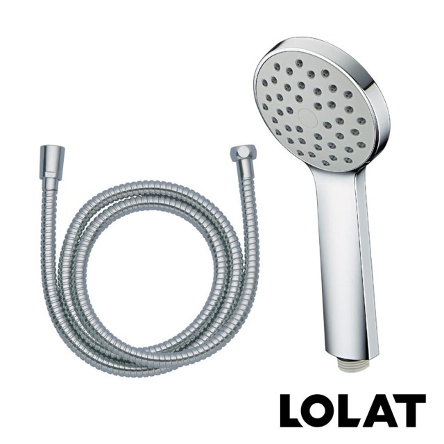 LOLAT 羅力 包套淨強單段蓮蓬頭鉻色＆軟管組 HS133CP＋OS230
