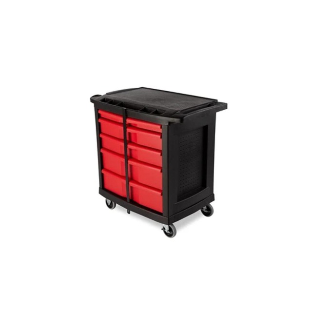 Rubbermaid 樂柏美 帶抽屜工作平台推車 黑色 FG773488BLA