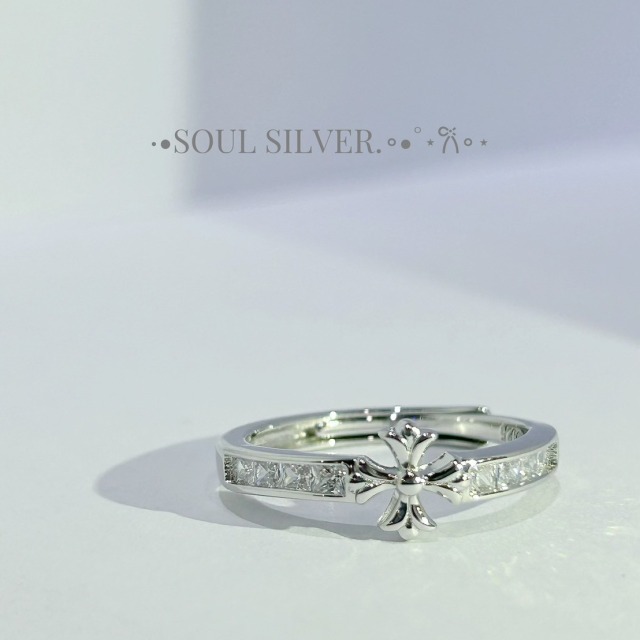 【豐銘嚴選】純銀 十字架方鑽鋯石戒