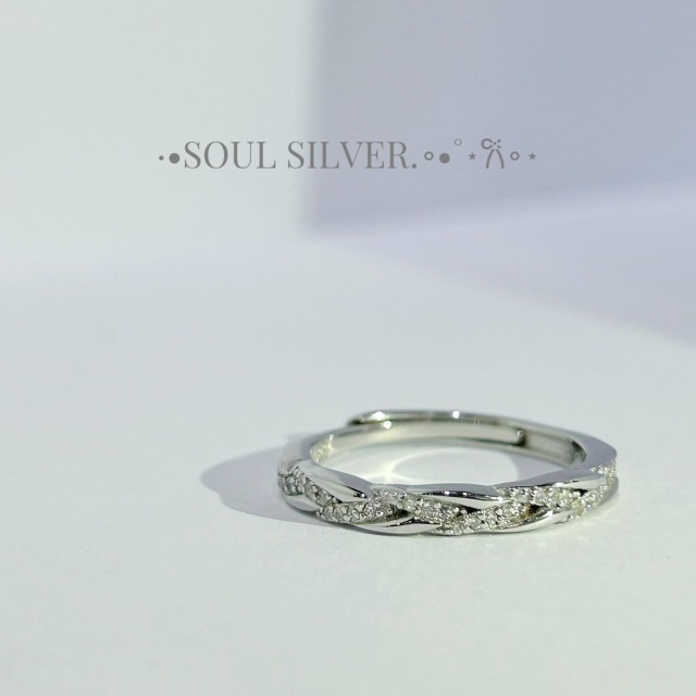 【豐銘嚴選】純銀 鋯石編織麻花戒