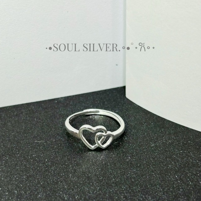 【豐銘嚴選】純銀 亮銀素面心心相惜造型戒