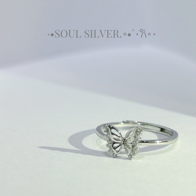 【豐銘嚴選】純銀 簍空蝴蝶微鑲戒