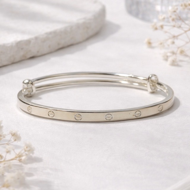 【豐銘嚴選】純銀 卡款螺絲造型BC手環