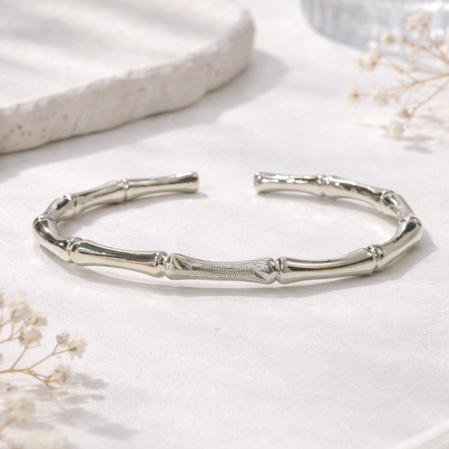 【豐銘嚴選】純銀 竹節造型C型手環