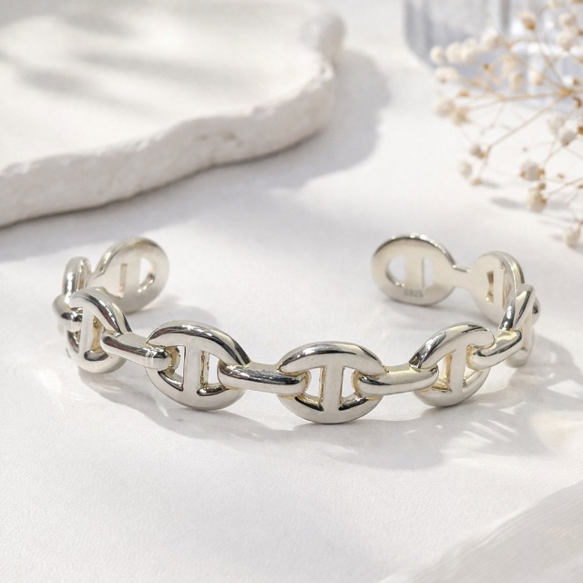 【豐銘嚴選】純銀 亮面豬鼻子C型手環