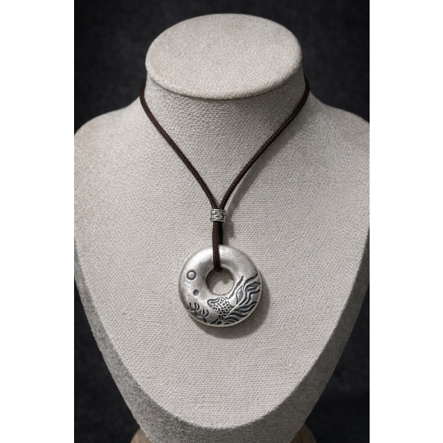 【豐銘嚴選】純銀 綁繩硫化金玉滿堂平安扣墜