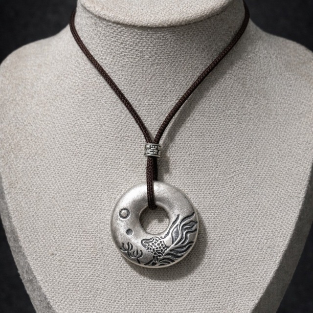 【豐銘嚴選】純銀 綁繩硫化金玉滿堂平安扣墜