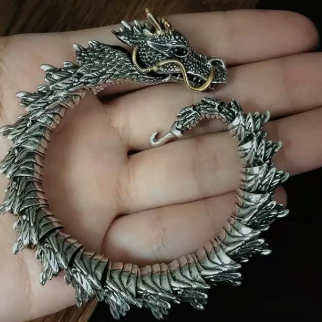 【豐銘嚴選】純銀 綠眼神龍活麟硫化手鍊