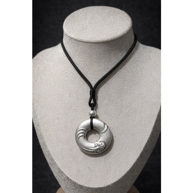 【豐銘嚴選】純銀 綁繩硫化霧面貔貅平安扣墜