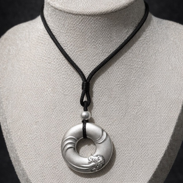 【豐銘嚴選】純銀 綁繩硫化霧面貔貅平安扣墜