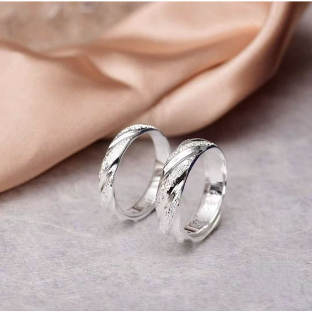 【豐銘嚴選】純銀 鑽砂對戒-(大+小)