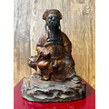 聖土古董武財神趙光明（趙光明）神像最殊勝稀少難得結緣坐黑虎將軍美極完整聖土的神像最感應四川祖廟分靈跟廣天宮ㄧ樣附祖廟香火含底座