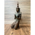 早期老件泰國古銅 侍神像/天神供奉尊 (Thepphanom)｜高約22｜雙手合十虔誠守護｜老銅皮殼 醇厚包漿｜鎮宅護佑-5