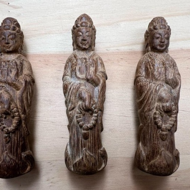 越南奇楠觀世音木雕墜飾可做項鍊3個一組特惠優惠價現品立即可寄出