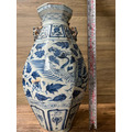 高仿元明青花鳳穿牡丹紋雙耳八方瓶 仿古做舊瓷器 復古茶空間花器 居家擺件