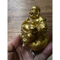 波麗上佛像專用金漆彌勒佛仿骨雕件手持扇子笑臉迎元寶在手生意來大富大貴業務行銷拓展吉祥實物拍攝-4