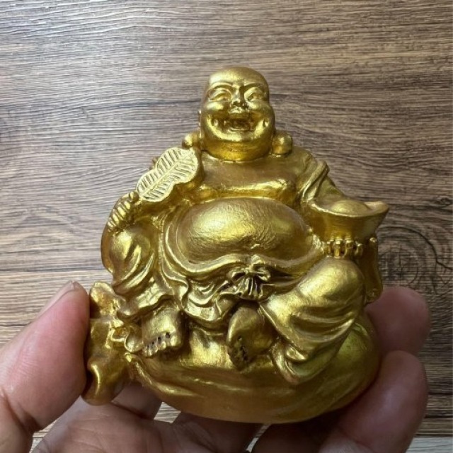 波麗上佛像專用金漆彌勒佛仿骨雕件手持扇子笑臉迎元寶在手生意來大富大貴業務行銷拓展吉祥實物拍攝