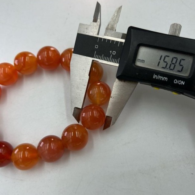 老大爺老貨紅玉髓圓珠手鍊單顆直徑15mm此物為實品