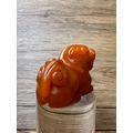 【文玩雅藏】天然蜜糖色 招財貔貅/瑞獸 手把件(約7.1cm) | 壽山石類 溫潤凍感 鎮宅辟邪 風水擺件 茶寵 附錦盒-4