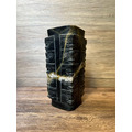 【古玩雅藏】大尺寸 仿古墨玉/黑青玉 玉琮擺件 (約17.5cm) 良渚文化 獸面紋 內圓外方 天圓地方風水鎮宅附天然石紋-4