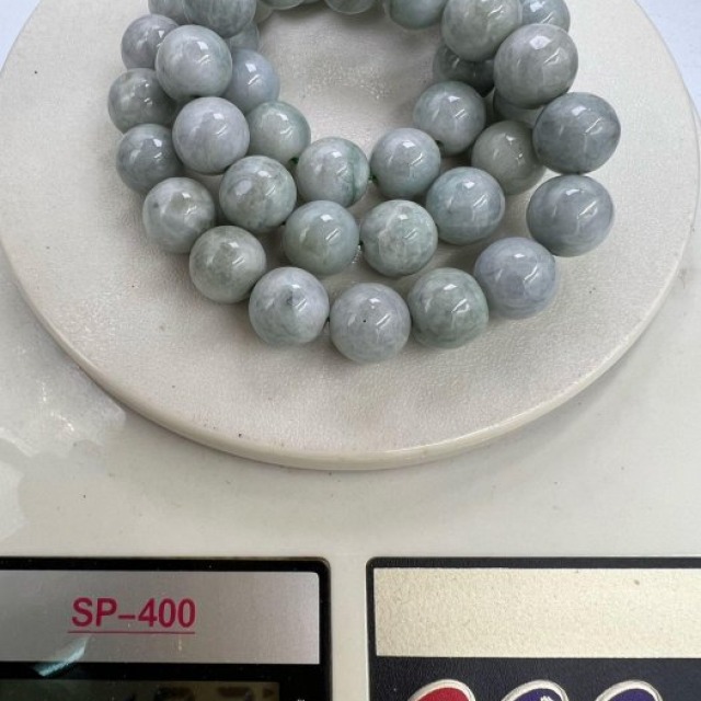 老大爺老貨天然緬甸玉翡翠玉圓珠項錬 13mm 水頭美 僅剩3條 售完為止