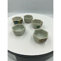 茶盞東洋老文物日本畫風明治時期作者 九谷玉竜 一套五組實物拍攝 撿漏的朋友別錯過三五好友增加的生活情趣手工茶具茶杯套組-1