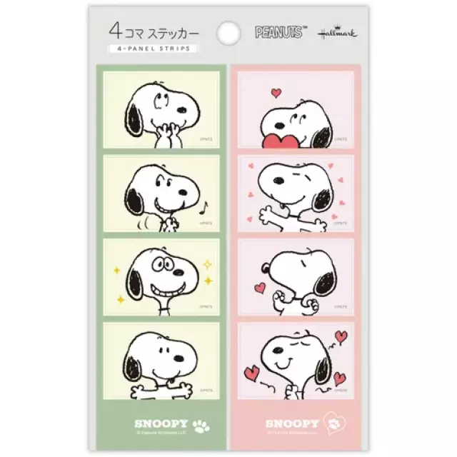 𓂃.◌𓈒𖡼｜JP#史努比#漫畫風#綠粉色：貼紙六張組(約152×51mm)。