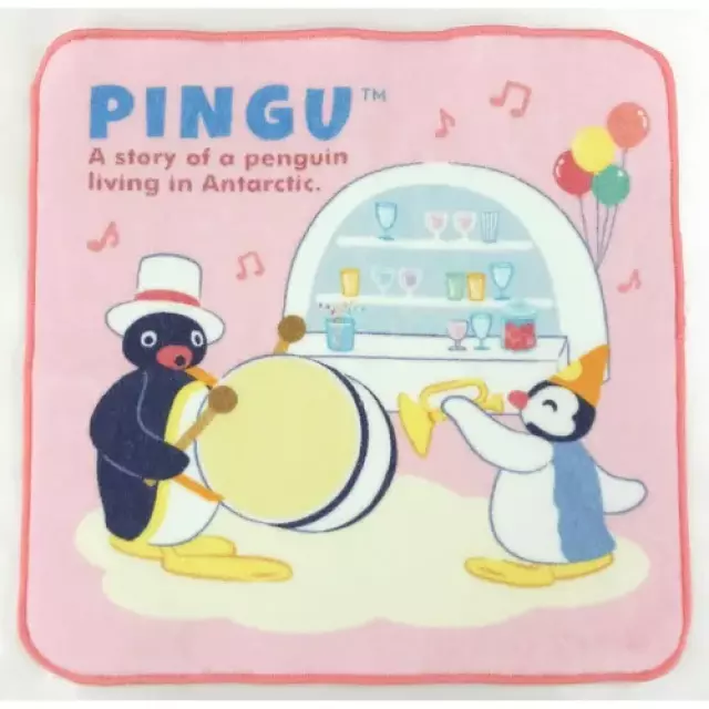 𓂃.◌𓈒𖡼｜JP#企鵝家族/Pingu#演奏樂#粉：方巾五件組(約25×25cm)。