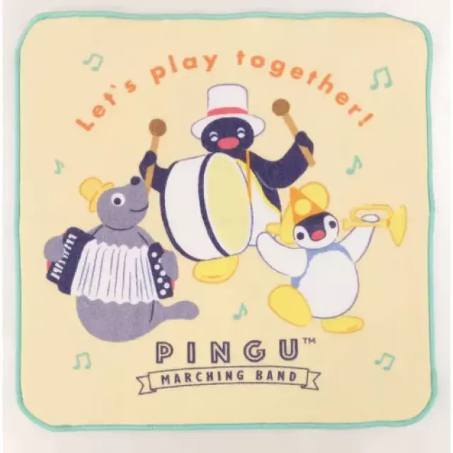 𓂃.◌𓈒𖡼｜JP#企鵝家族/Pingu#演奏樂#米：方巾五件組(約25×25cm)。