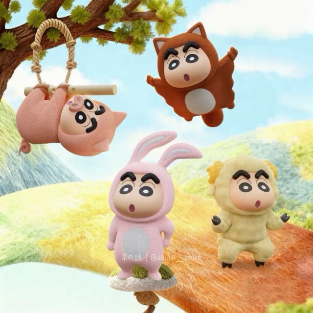 【正版聯名】蠟筆小新植絨動物鑰匙圈
