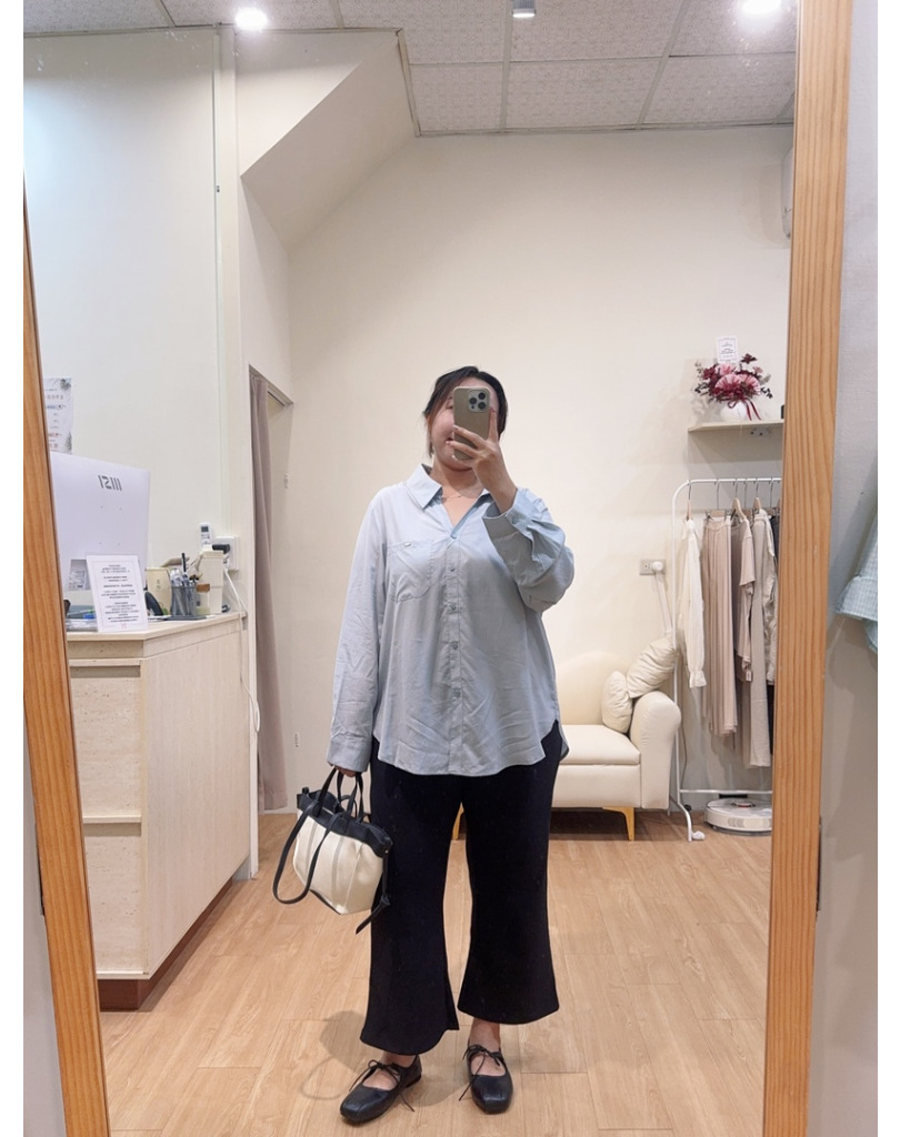 顯瘦西裝面料九分喇叭褲