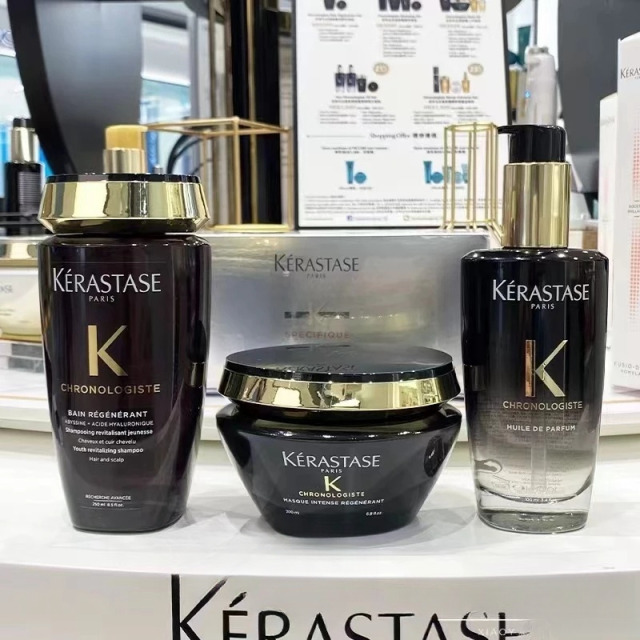 【KERASTASE 巴黎卡詩】卡詩黑鑽極萃逆時奢華三組件系列(髮油75ml+髮膜200ml+髮浴250ml)