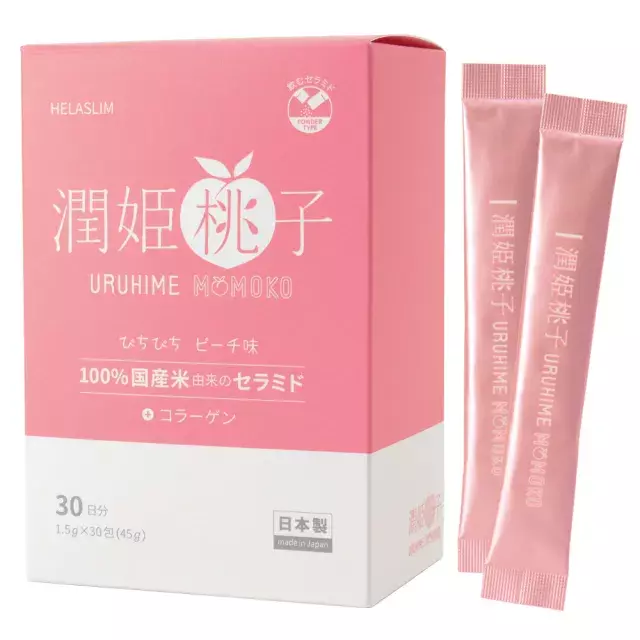 【URUHIMEMOMOKO 潤姬桃子】潤姬桃子膠原蛋白粉30入x1盒(神經醯胺/膠原蛋白肽/水蜜桃/養顏美容)